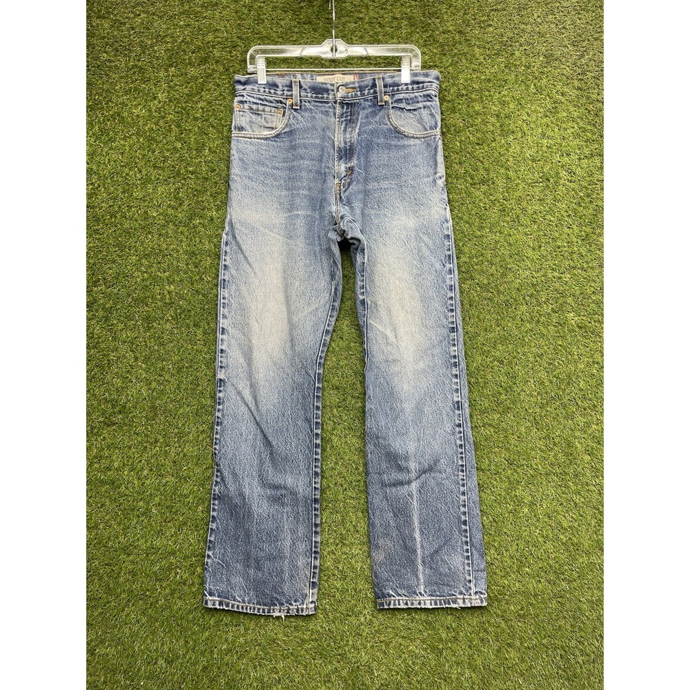 Levis 517 Jeans Mens 34x32 Blue Medium Wash Boot Cut Distressed Denim Y2K #0063